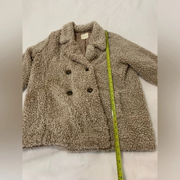 Thread Supply Sherpa Teddy Jacket Brown 4 Buttons Pockets Size L - Picture 8 of 10